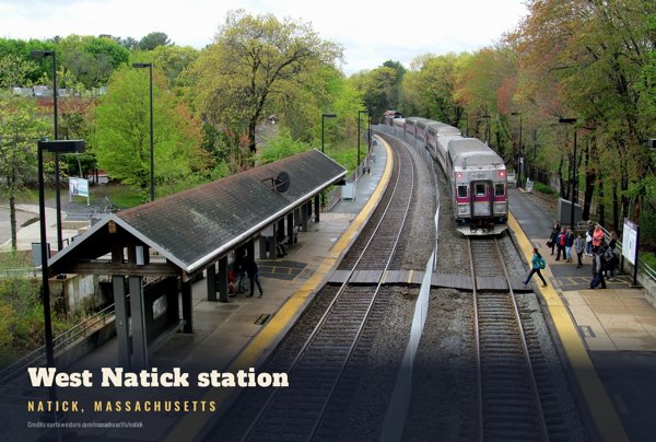 Natick West Natick station Postcard artwork detail