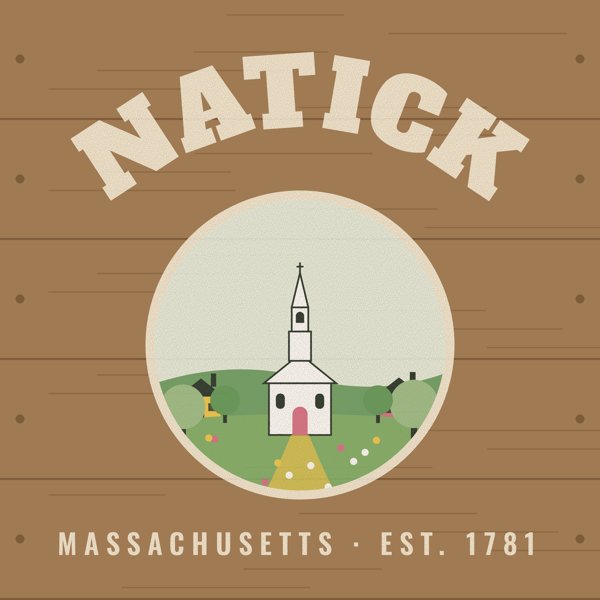 Natick Hometown Wood Sign artwork detail