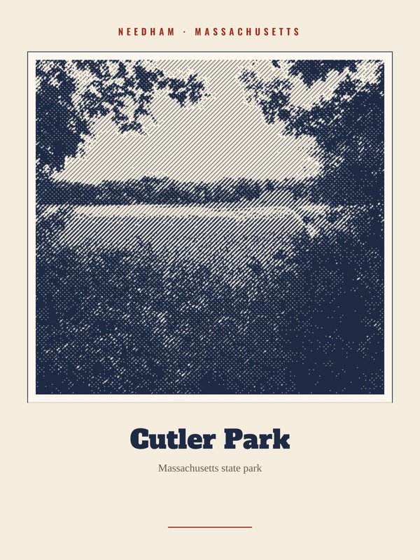 Needham Cutler Park Landmark Print artwork detail