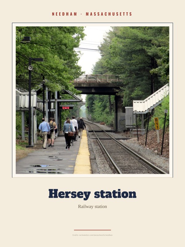 Needham Hersey station Landmark Print artwork detail