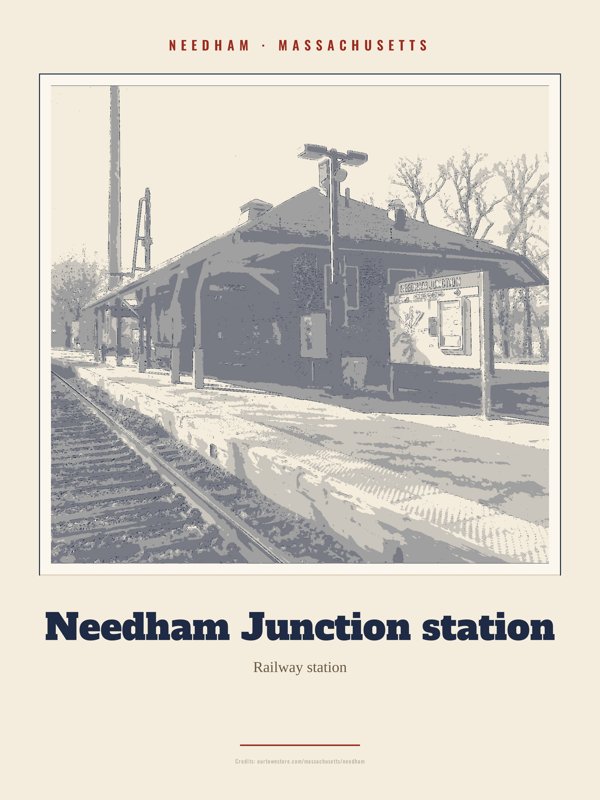 Needham Needham Junction station Landmark Print artwork detail