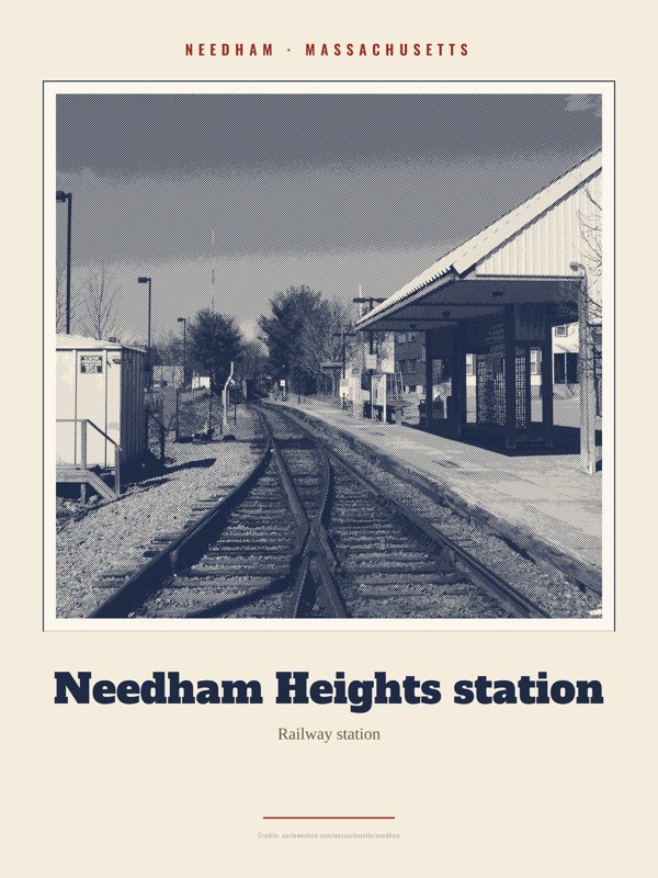 Needham Needham Heights station Landmark Print artwork detail