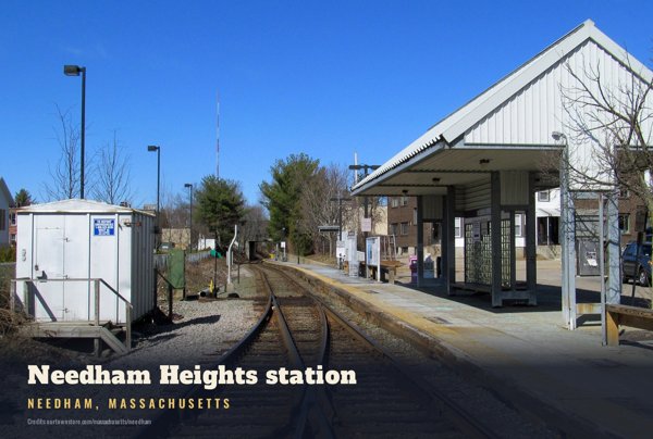 Needham Needham Heights station Postcard artwork detail