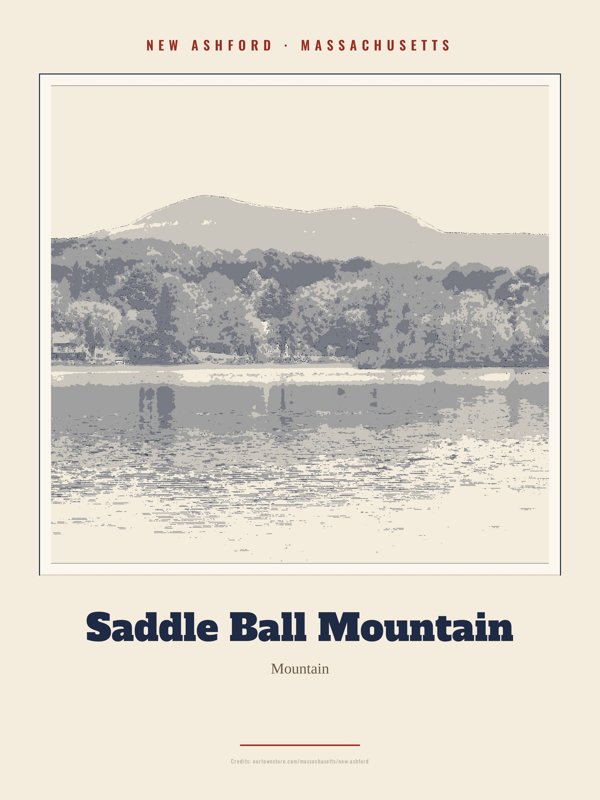 New Ashford Saddle Ball Mountain Landmark Print artwork detail