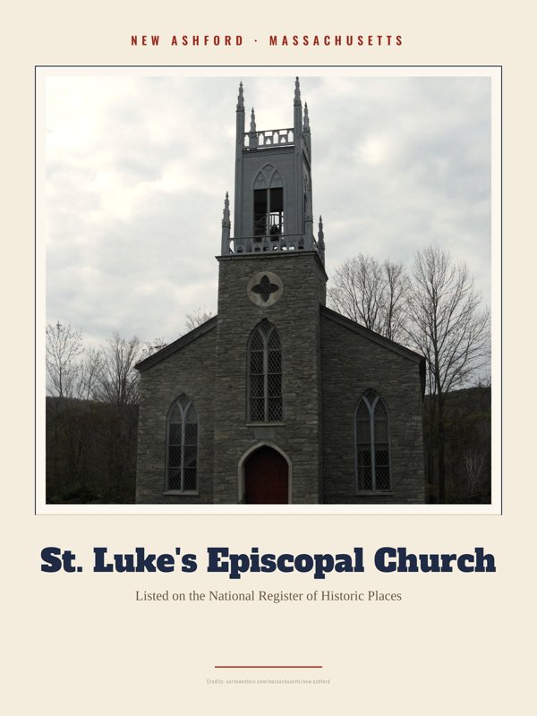 New Ashford St. Luke's Episcopal Church Landmark Print artwork detail