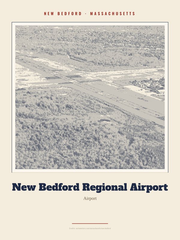 New Bedford New Bedford Regional Airport Landmark Print artwork detail