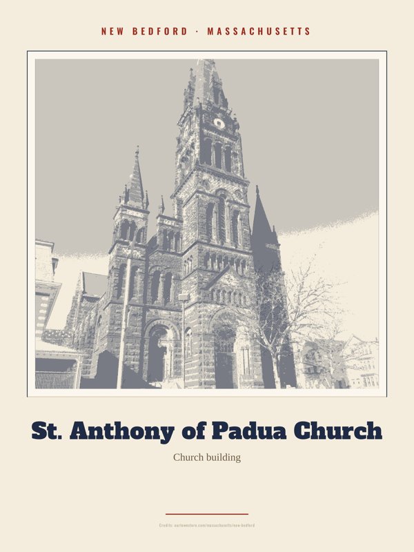 New Bedford St. Anthony of Padua Church Landmark Print artwork detail