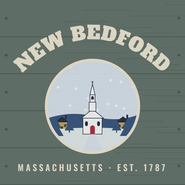 New Bedford Hometown Wood Sign artwork detail