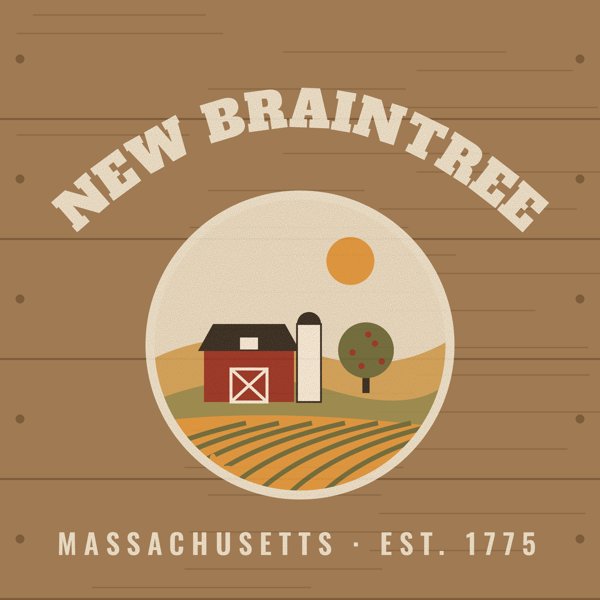 New Braintree Hometown Wood Sign artwork detail
