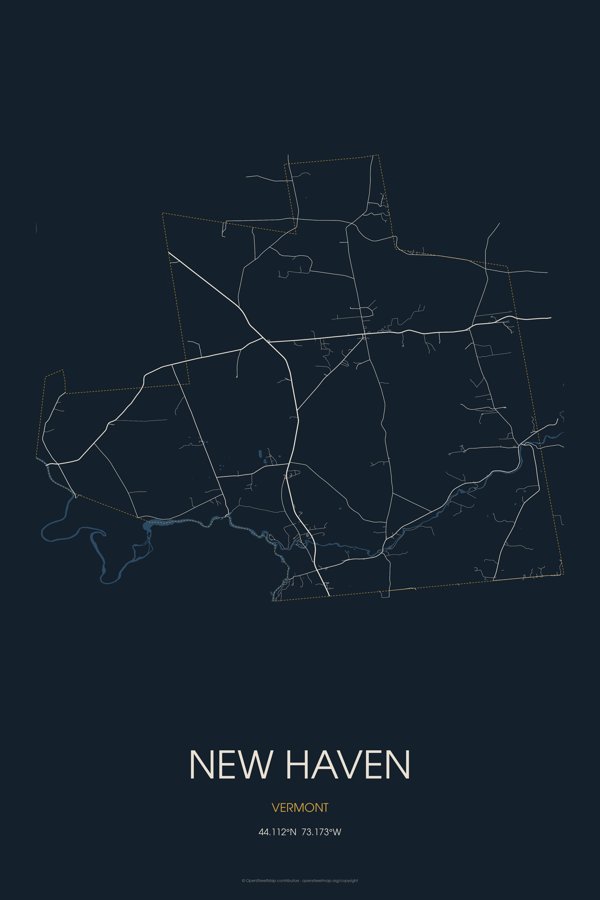 New Haven Street Map Poster · Midnight artwork detail