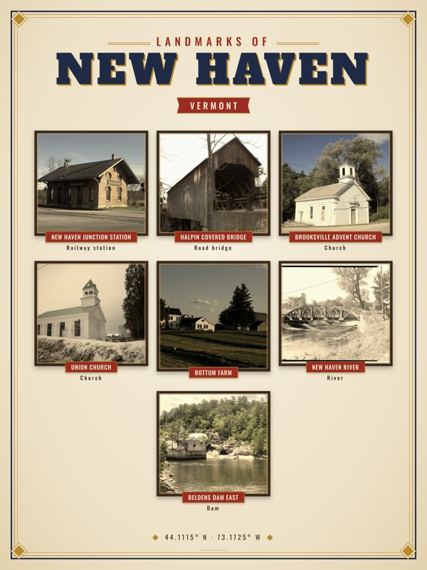 New Haven Landmarks Photo Poster artwork detail