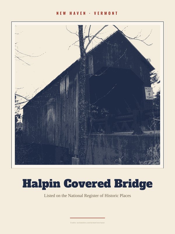 New Haven Halpin Covered Bridge Landmark Print artwork detail