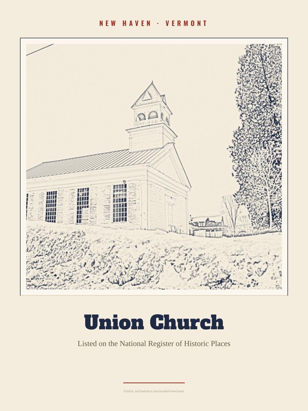 New Haven Union Church Landmark Print artwork detail