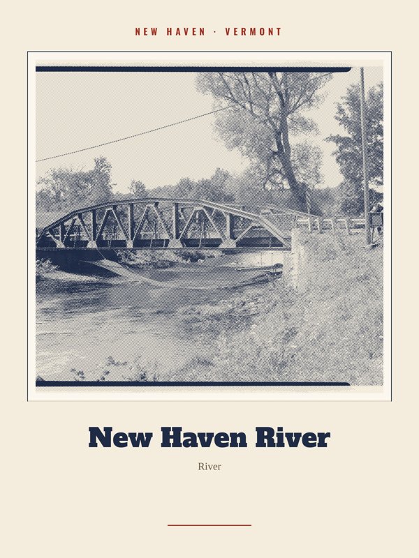 New Haven New Haven River Landmark Print artwork detail