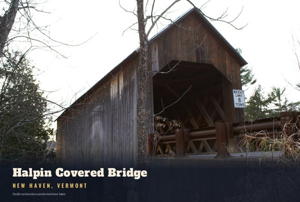 New Haven Halpin Covered Bridge Postcard artwork detail