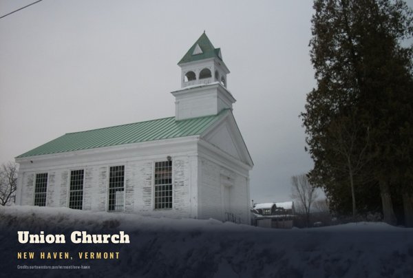 New Haven Union Church Postcard artwork detail