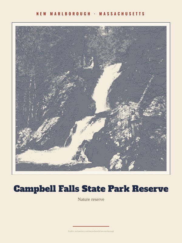 New Marlborough Campbell Falls State Park Reserve Landmark Print artwork detail