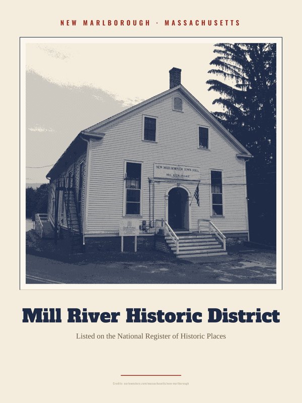 New Marlborough Mill River Historic District Landmark Print artwork detail