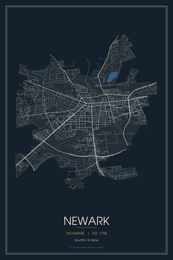 Newark Street Map Throw Blanket artwork detail