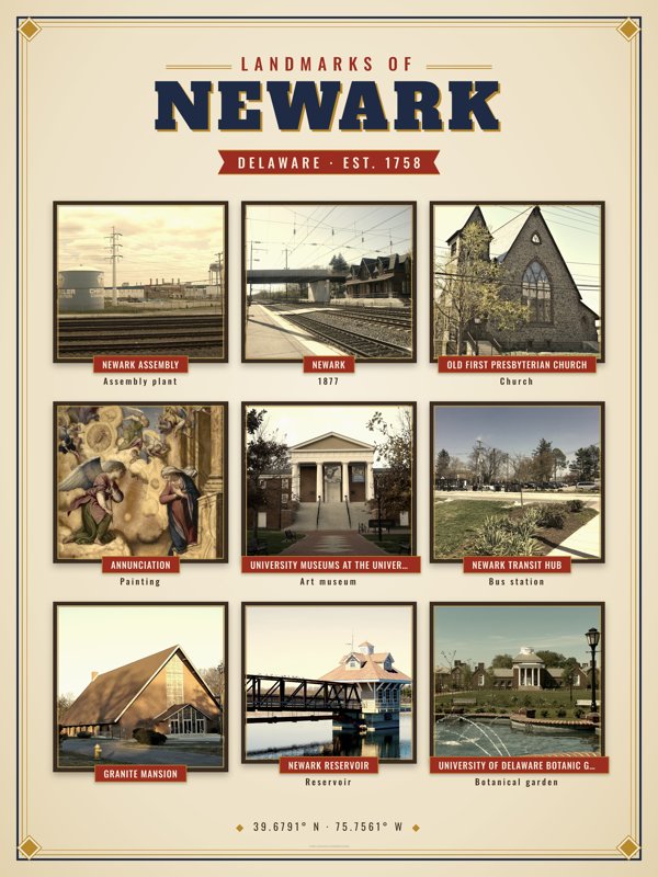 Newark Landmarks Photo Poster artwork detail