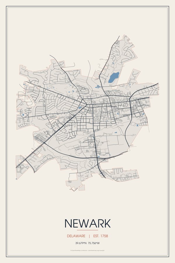 Newark Street Map Poster · Linen artwork detail