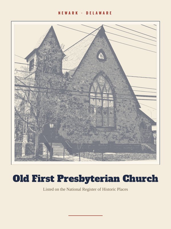 Newark Old First Presbyterian Church Landmark Print artwork detail