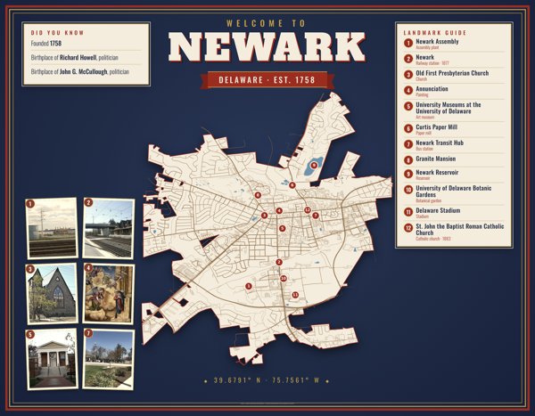 Newark Map Placemat artwork detail