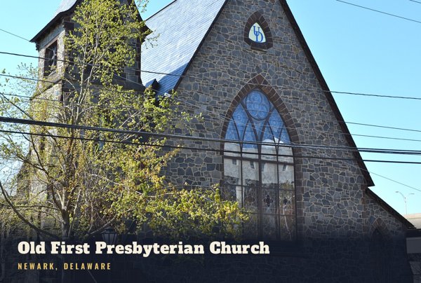 Newark Old First Presbyterian Church Postcard artwork detail