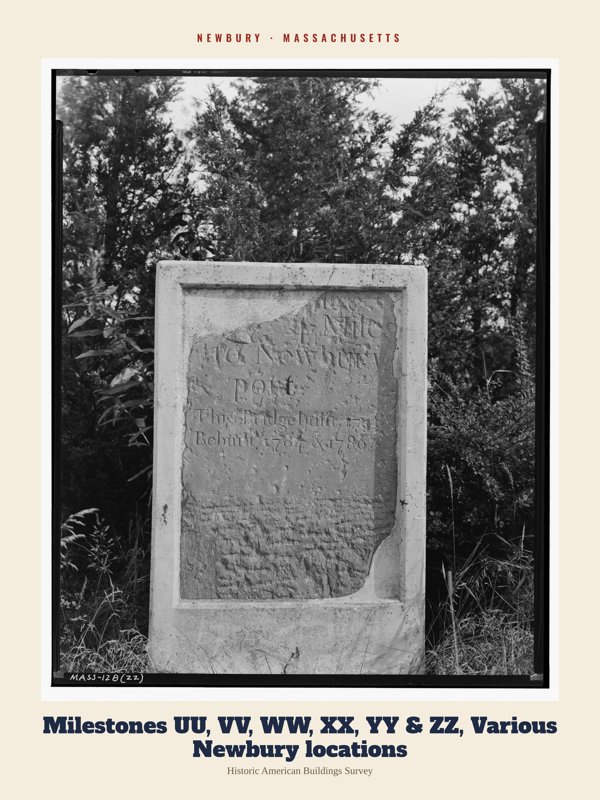 Newbury Milestones UU, VV, WW, XX, YY & ZZ, Various Newbury locations Archive Print artwork detail