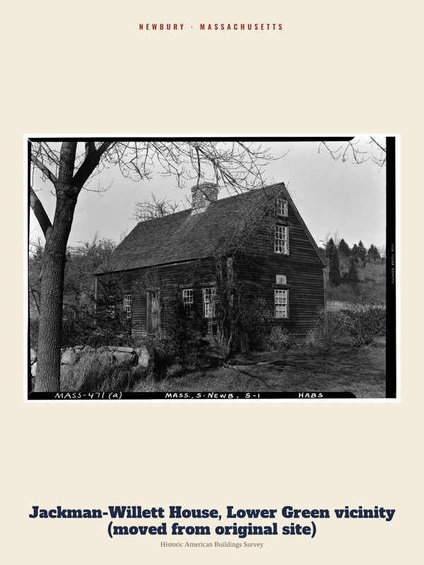 Newbury Jackman-Willett House, Lower Green vicinity (moved from original site) Archive Print artwork detail