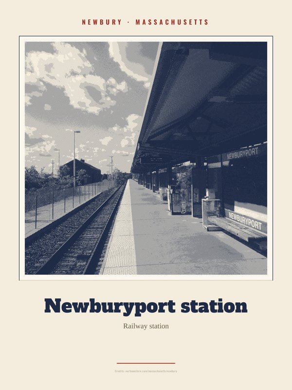 Newbury Newburyport station Landmark Print artwork detail