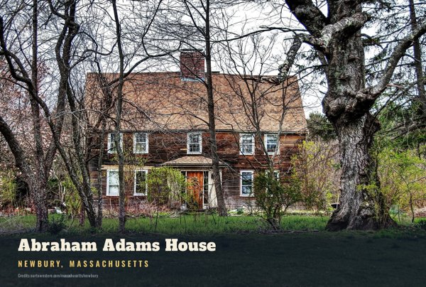 Newbury Abraham Adams House Postcard artwork detail