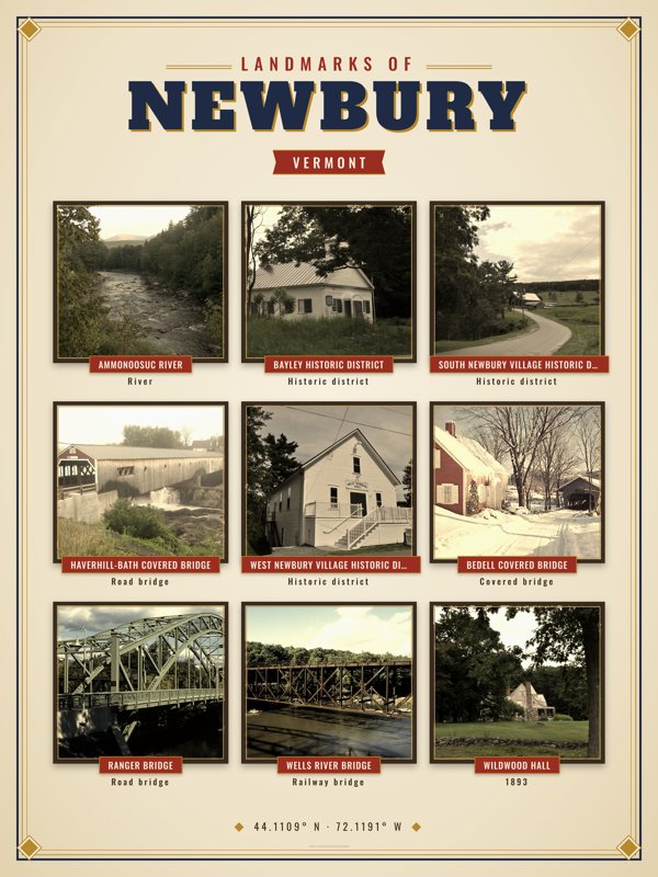 Newbury Landmarks Photo Poster artwork detail