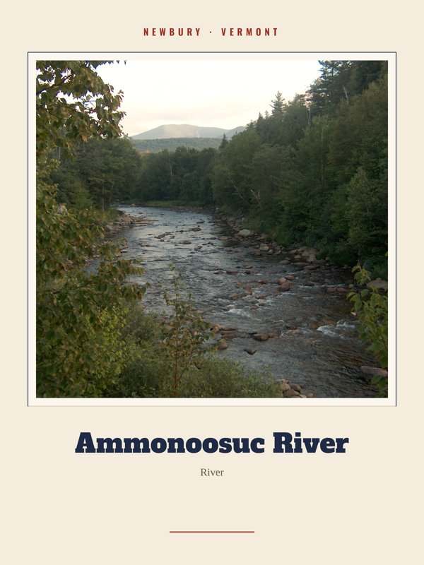 Newbury Ammonoosuc River Landmark Print artwork detail