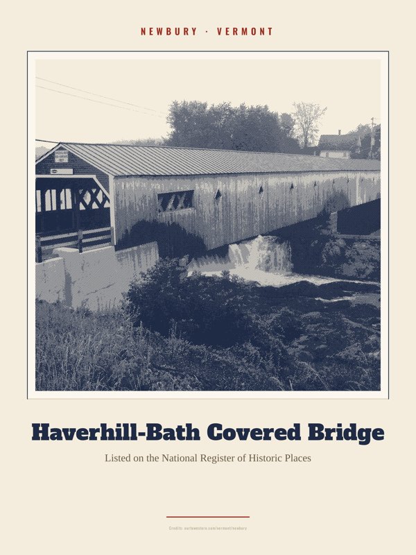 Newbury Haverhill-Bath Covered Bridge Landmark Print artwork detail