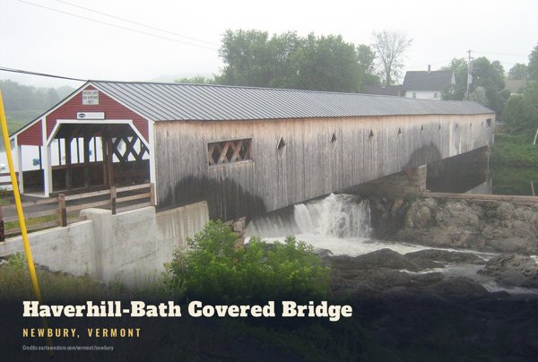 Newbury Haverhill-Bath Covered Bridge Postcard artwork detail
