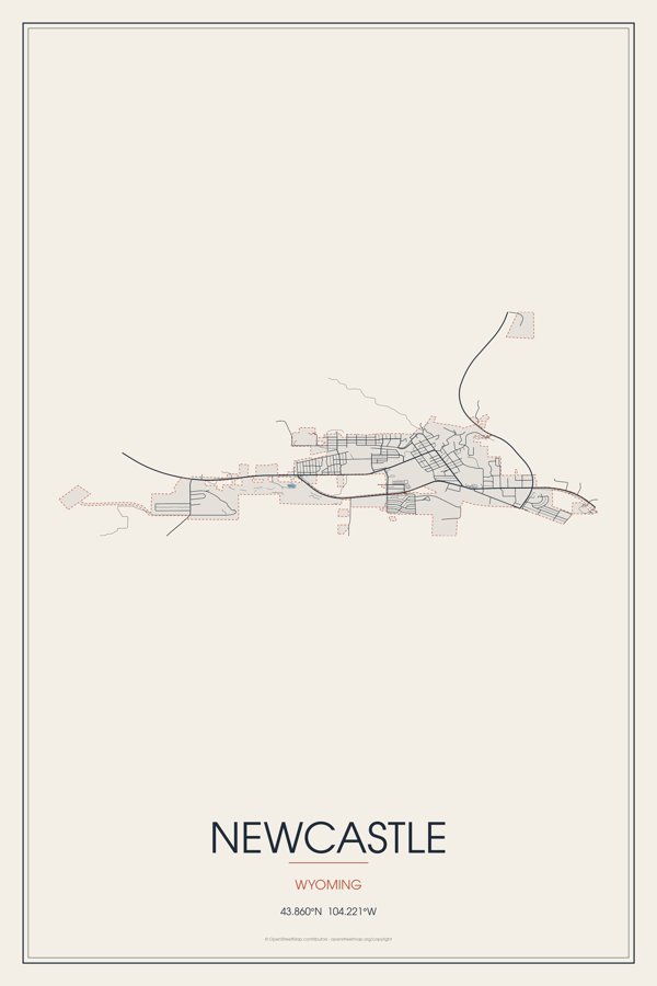 Newcastle Street Map Poster · Linen artwork detail