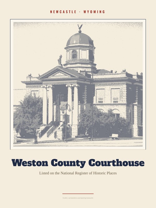 Newcastle Weston County Courthouse Landmark Print artwork detail