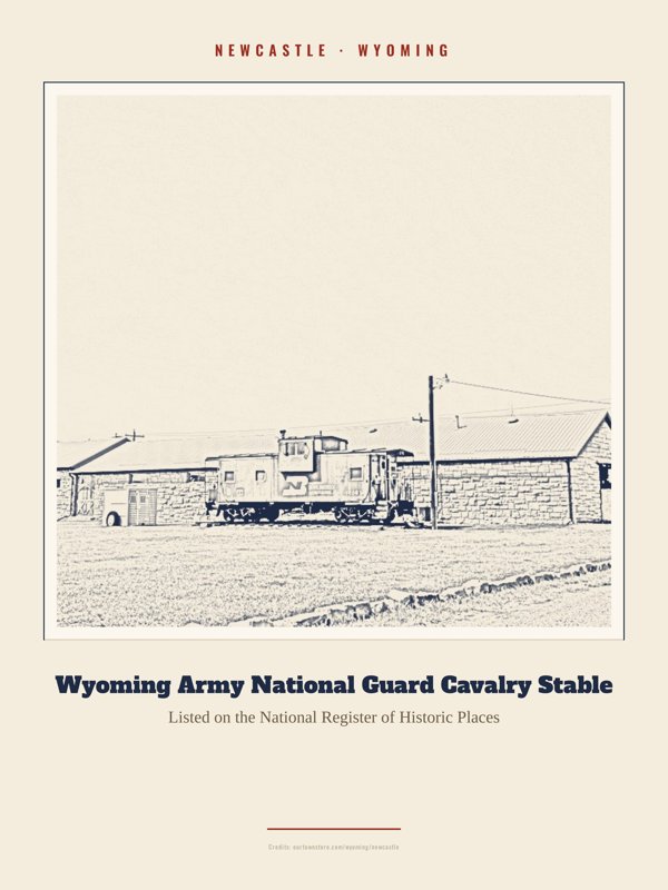 Newcastle Wyoming Army National Guard Cavalry Stable Landmark Print artwork detail