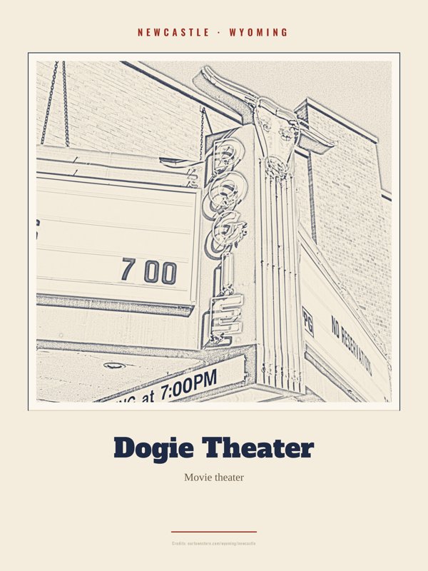 Newcastle Dogie Theater Landmark Print artwork detail