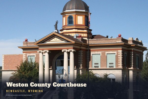 Newcastle Weston County Courthouse Postcard artwork detail
