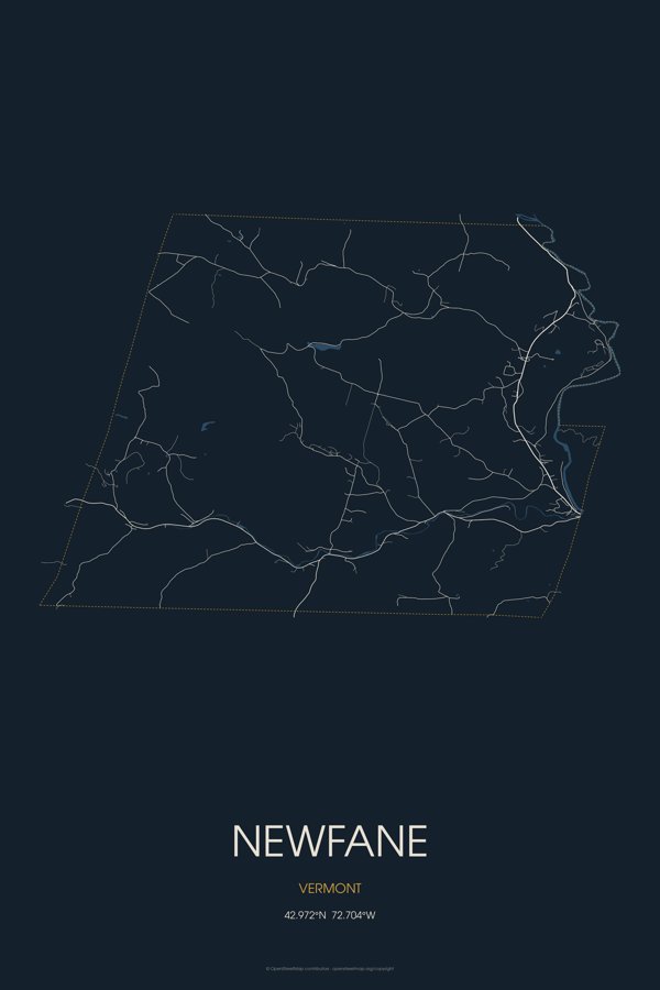 Newfane Map Throw Pillow artwork detail