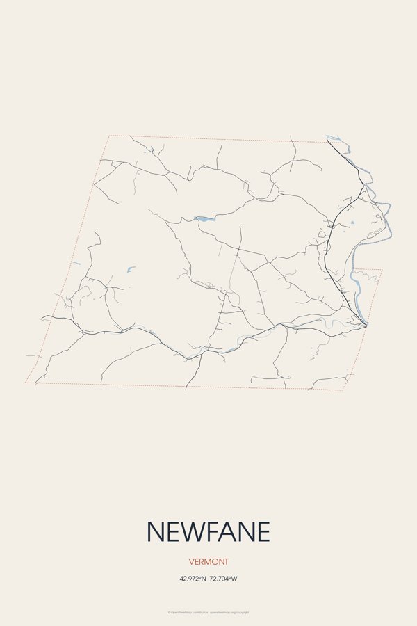 Newfane Street Map Poster · Linen artwork detail