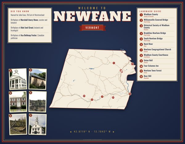 Newfane Map Placemat artwork detail