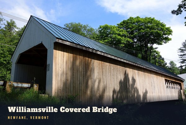 Newfane Williamsville Covered Bridge Postcard artwork detail