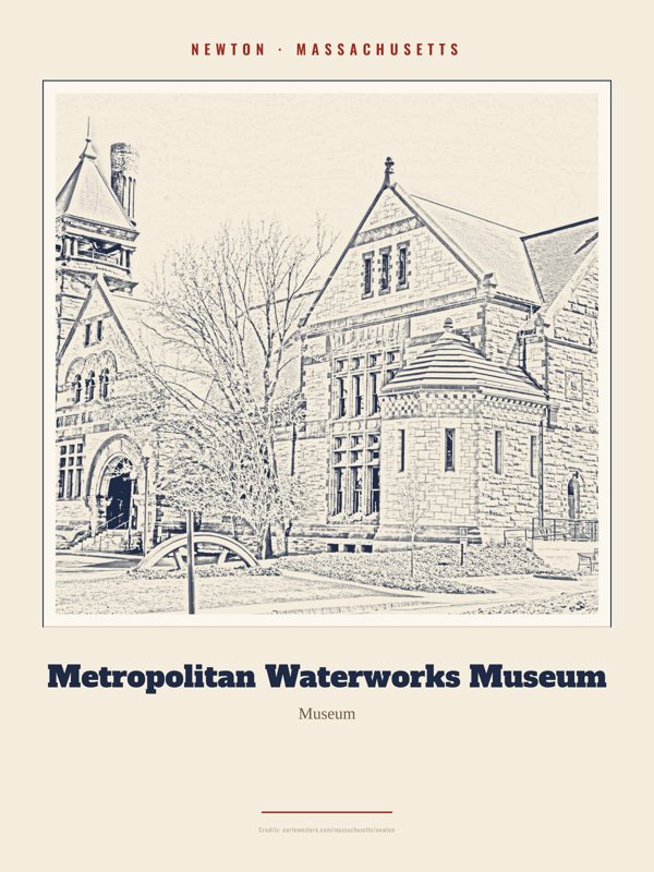 Newton Metropolitan Waterworks Museum Landmark Print artwork detail
