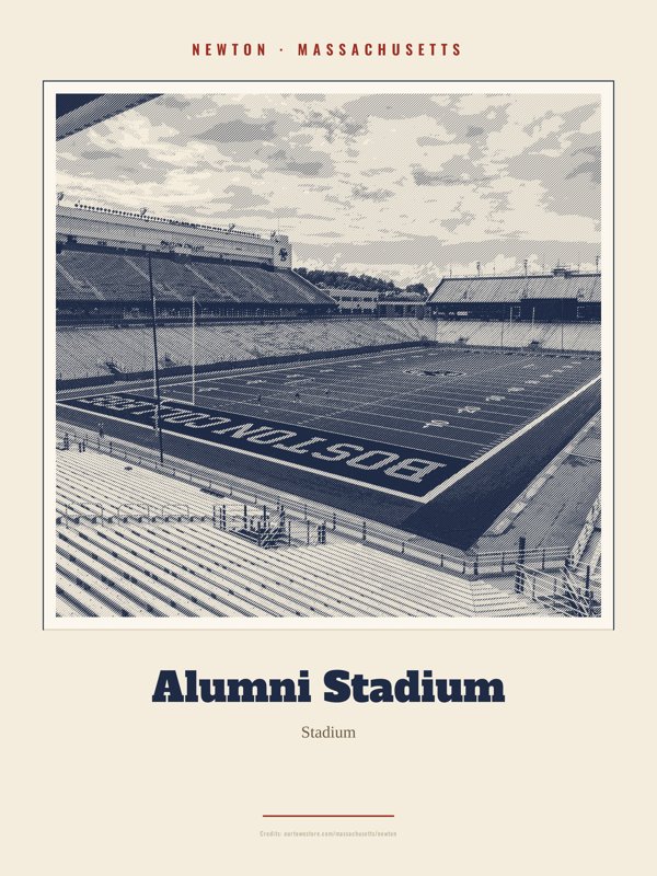 Newton Alumni Stadium Landmark Print artwork detail