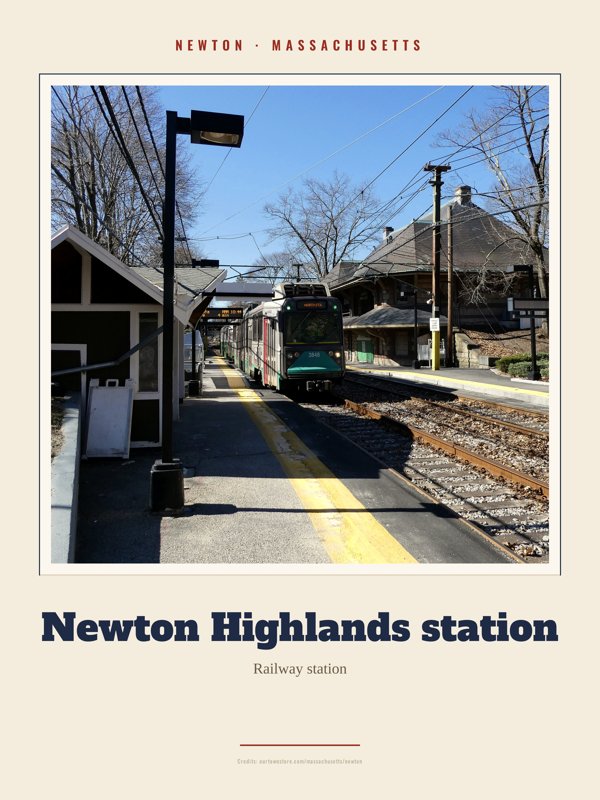Newton Newton Highlands station Landmark Print artwork detail