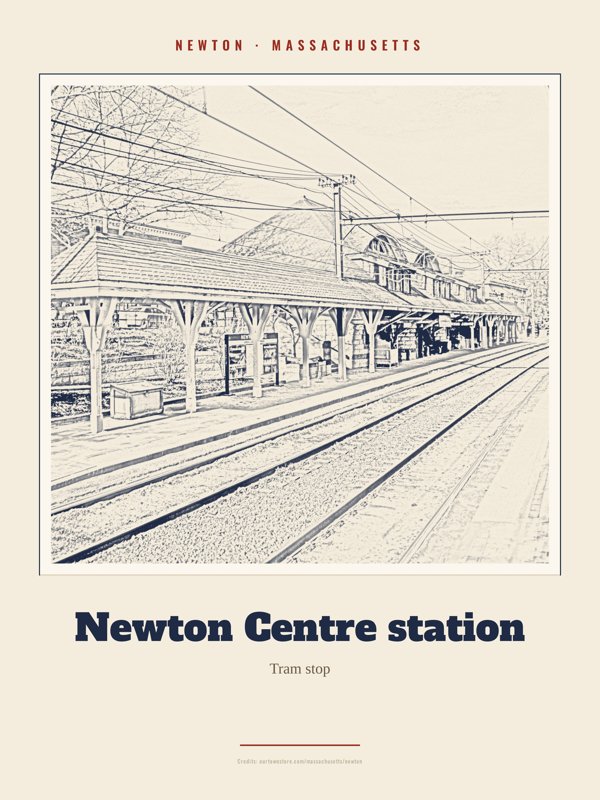 Newton Newton Centre station Landmark Print artwork detail