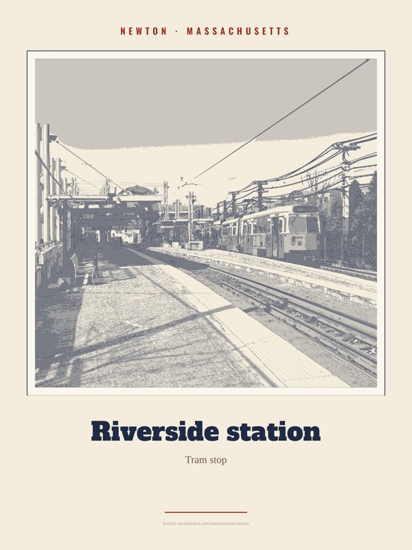 Newton Riverside station Landmark Print artwork detail